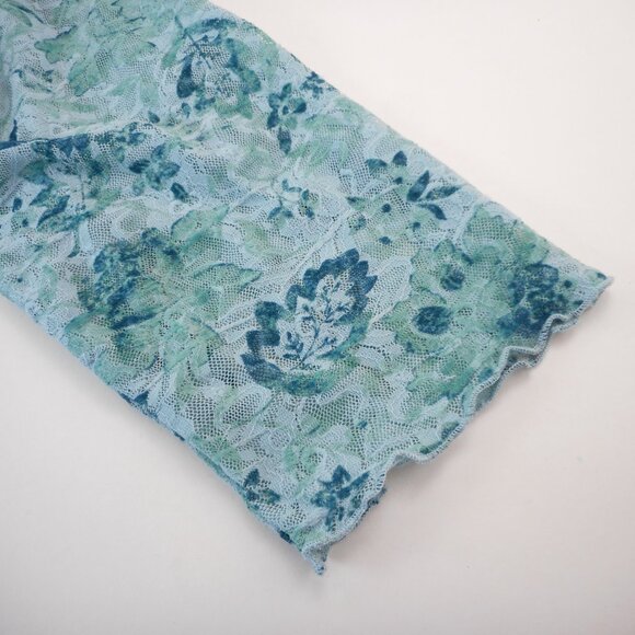 CJ Banks Womens Plus size 1X Teal Floral Top with Lace Overlay 3/4 Sleeve Blouse - Picture 10 of 10